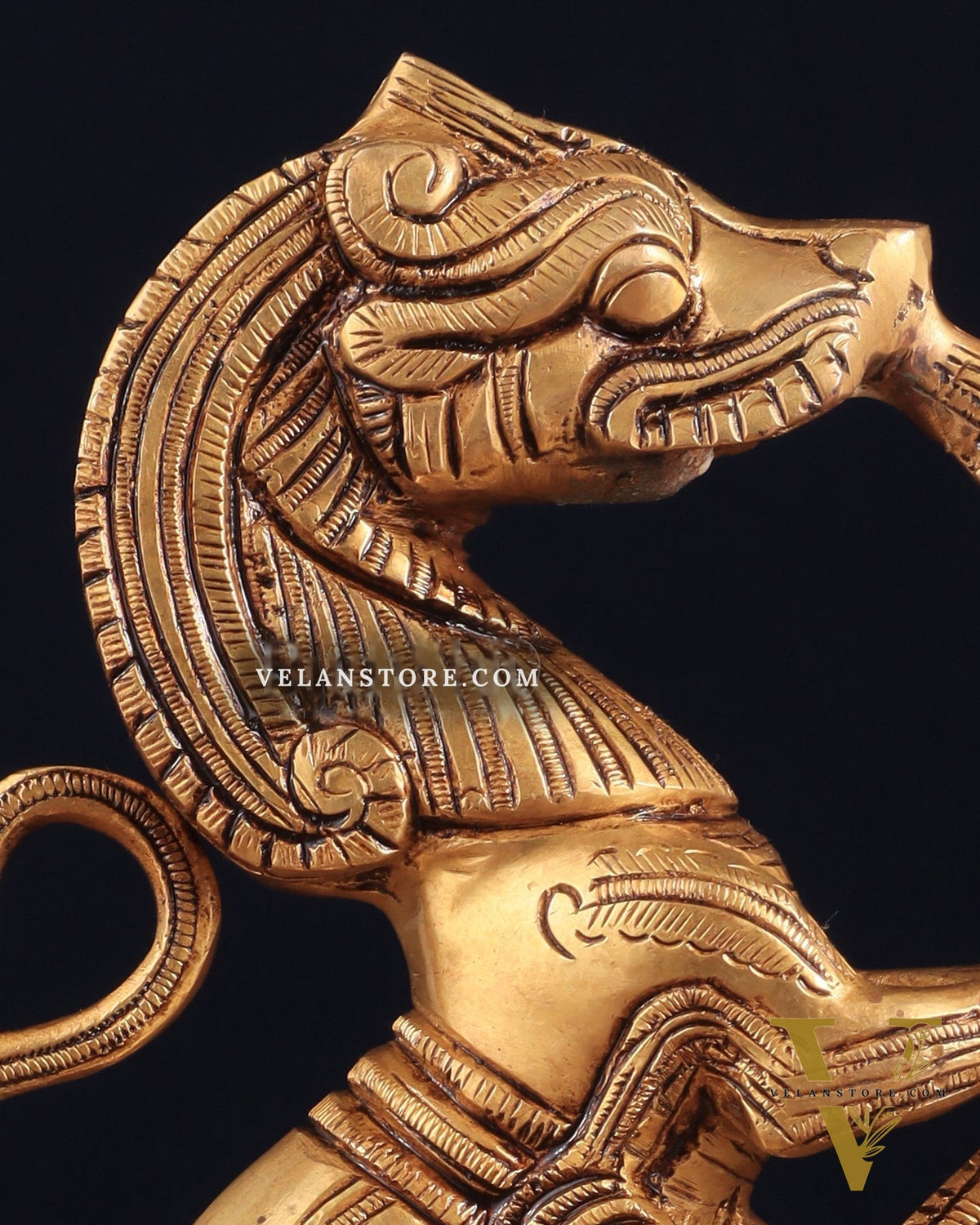 Brass Yali Table Temple Décor Showpiece – 8.5 Inch