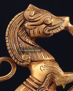 Brass Yali Table Temple Décor Showpiece – 8.5 Inch