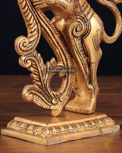 Brass Yali Table Temple Décor Showpiece – 8.5 Inch