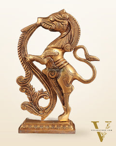 Brass Yali Table Temple Décor Showpiece – 8.5 Inch