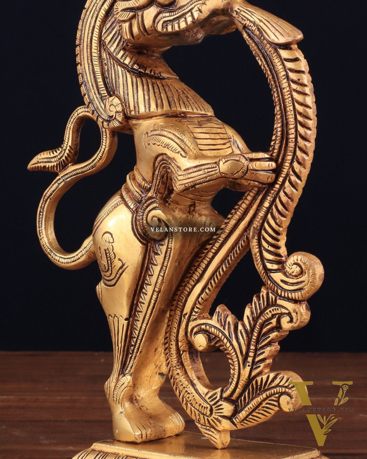 Brass Yali Table Temple Décor Showpiece – 8.5 Inch
