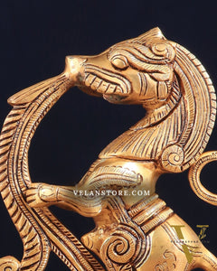 Brass Yali Table Temple Décor Showpiece – Pair, 8.5 Inch,
