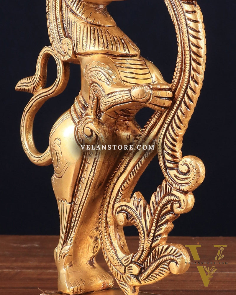Brass Yali Table Temple Décor Showpiece – Pair, 8.5 Inch,