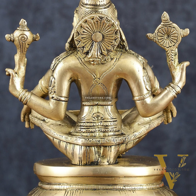 Brass Yog Narasimha Statue 11" Antique gold tone