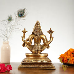 Brass Yog Narasimha Statue 11"