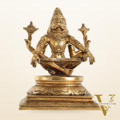 Brass Yog Narasimha Statue 11"
