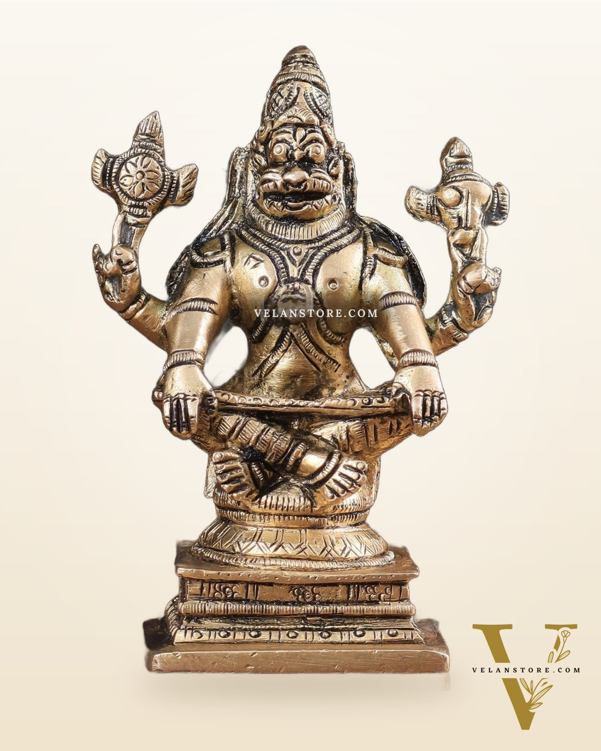 Brass Yog Narasimha Statue (Small) 4"