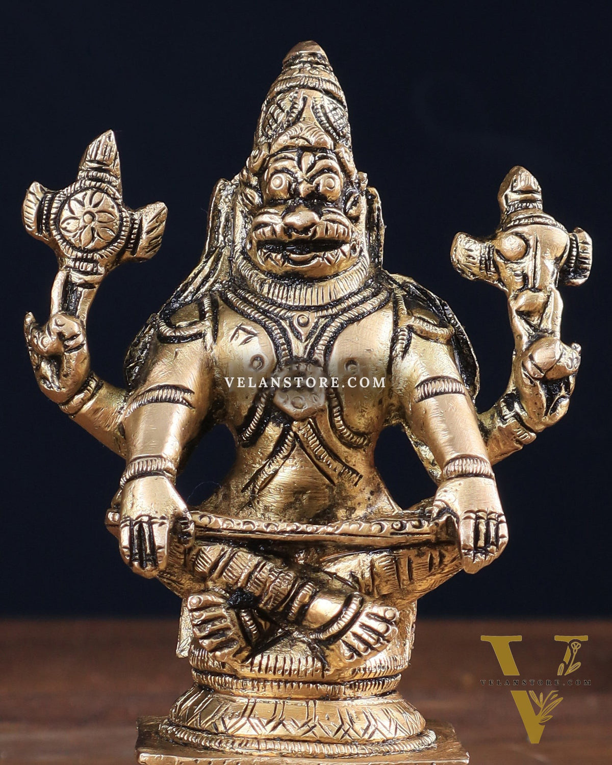 Brass Yog Narasimha Statue (Small) 4"