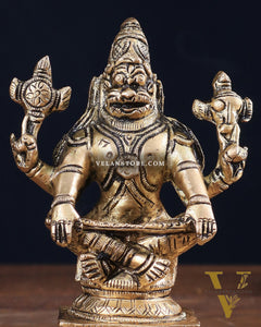 Brass Yog Narasimha Statue (Small) 4"
