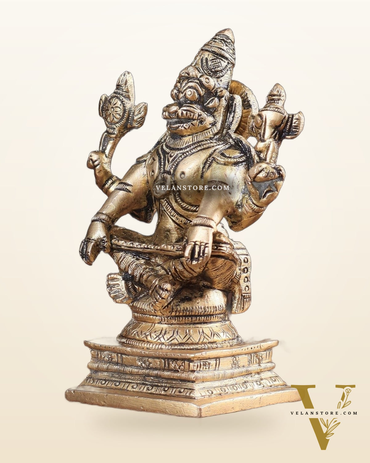 Brass Yog Narasimha Statue (Small) 4"