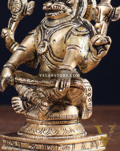 Brass Yog Narasimha Statue (Small) 4"