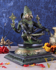 Brass Yog Narasimha swamy Statue 11" black green