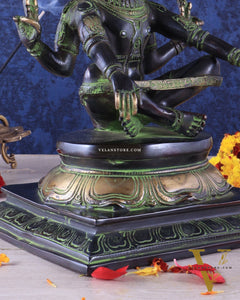 Brass Yog Narasimha swamy Statue 11" black green