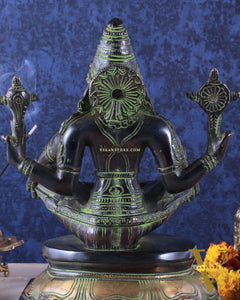 Brass Yog Narasimha swamy Statue 11" black green