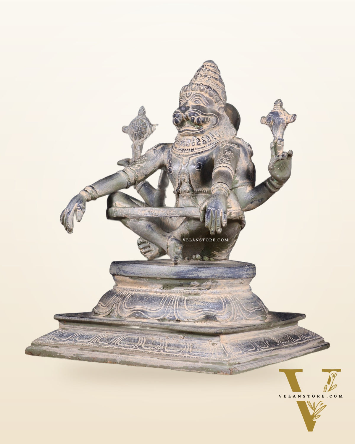 Brass Yog Narasimha swamy Statue 11" vintage