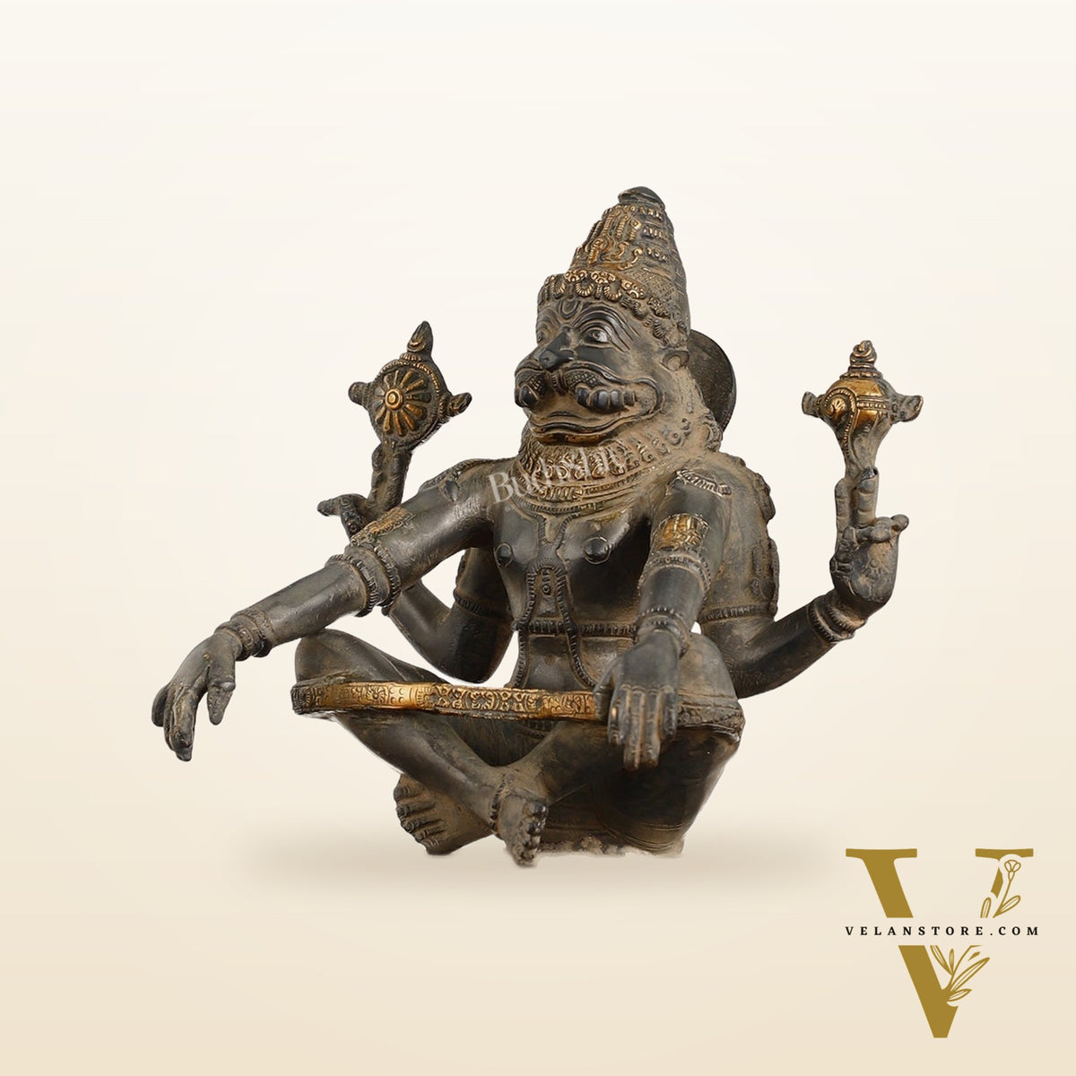 Brass Yog Narsimha Statue 11"