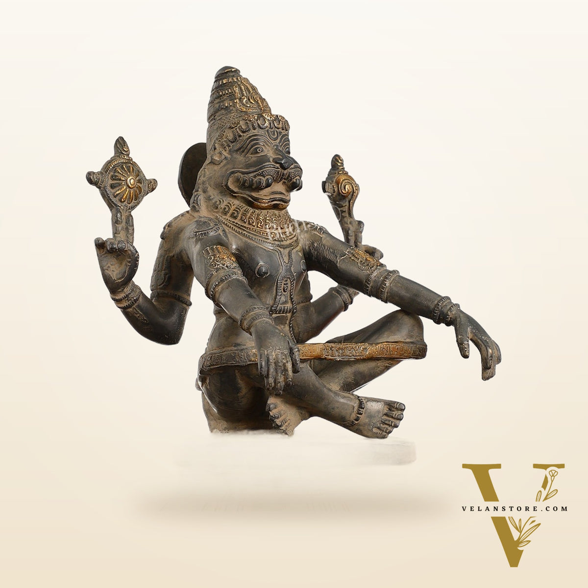 Brass Yog Narsimha Statue 11"