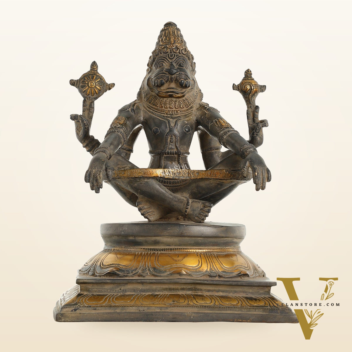 Brass Yog Narsimha Statue 11"