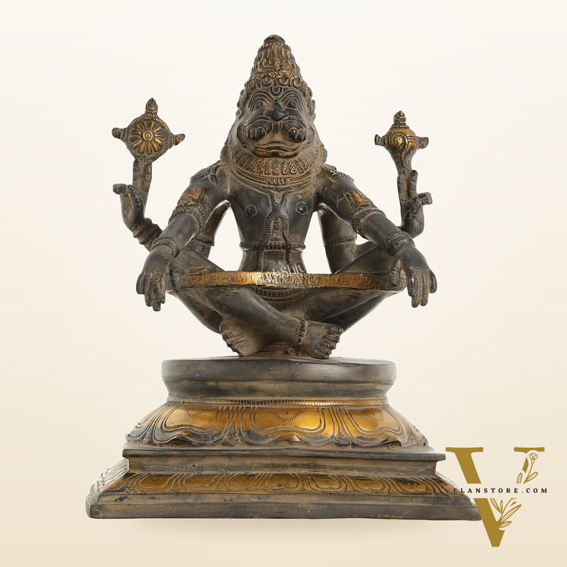 Brass Yog Narsimha Statue 11"