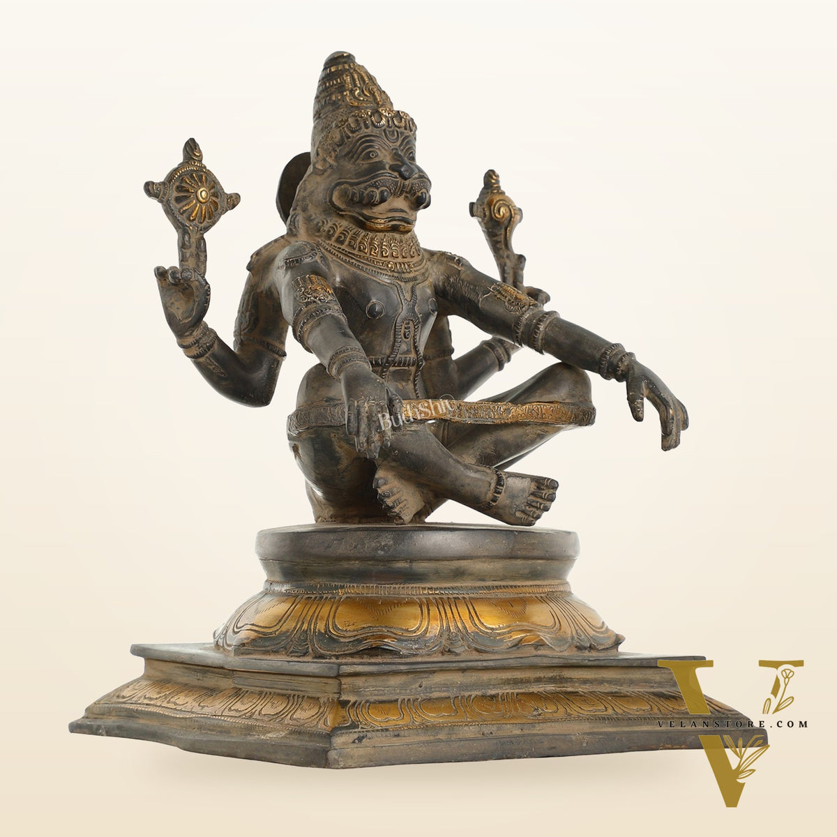 Brass Yog Narsimha Statue 11"