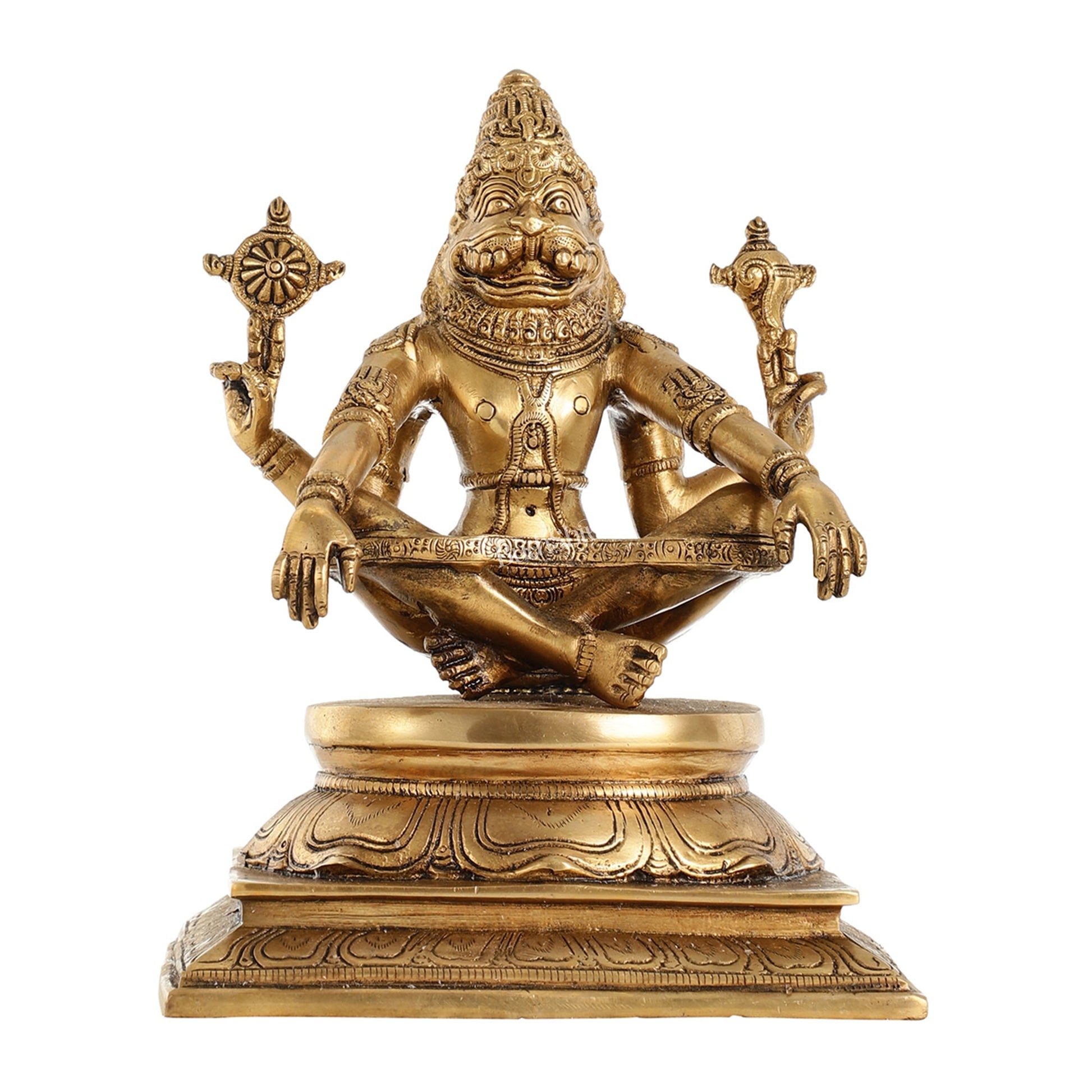 Brass Yog Narasimha Statue 11"