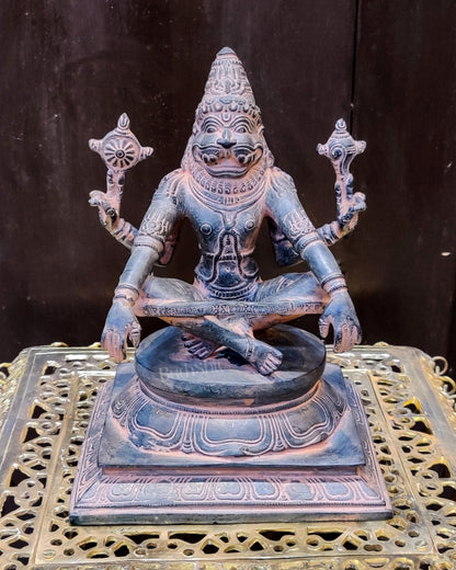 Brass Ugra Yog Narsimha Statue 11"