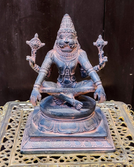 Brass Ugra Yog Narsimha Statue 11"