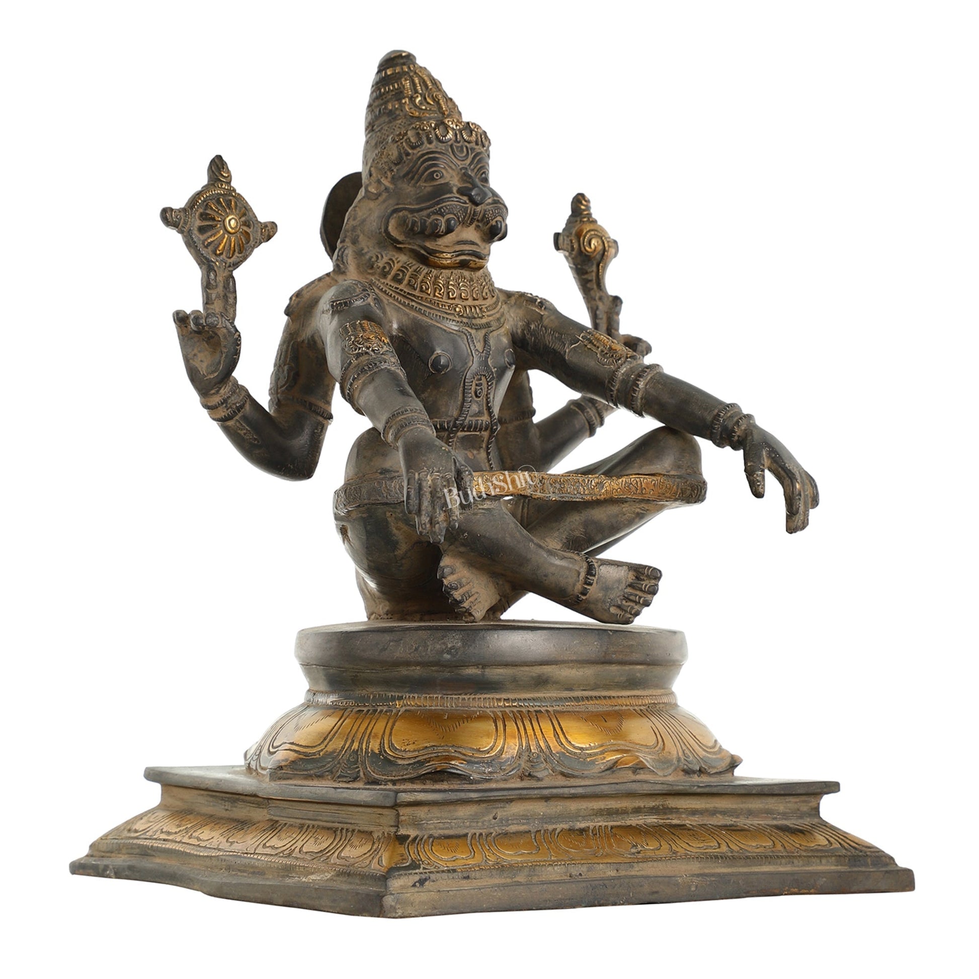 Brass Yog Narsimha Statue 11"