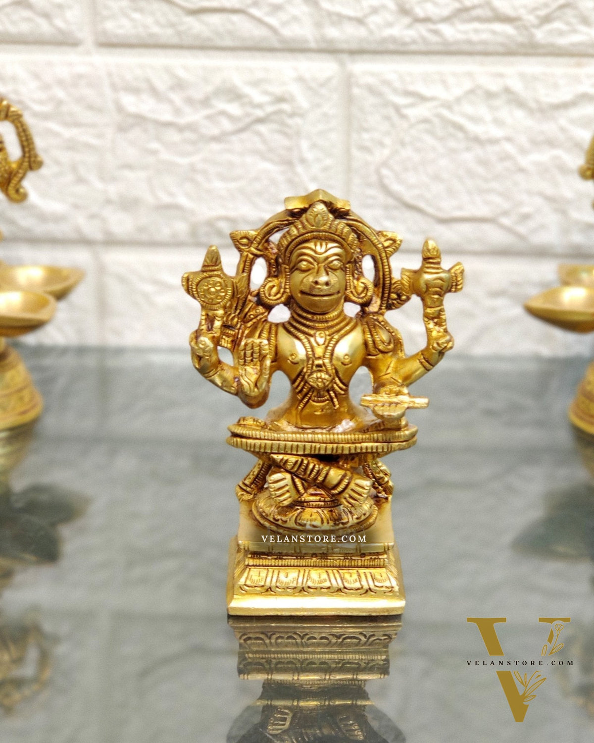 Brass Yogacharya Hanuman 4"