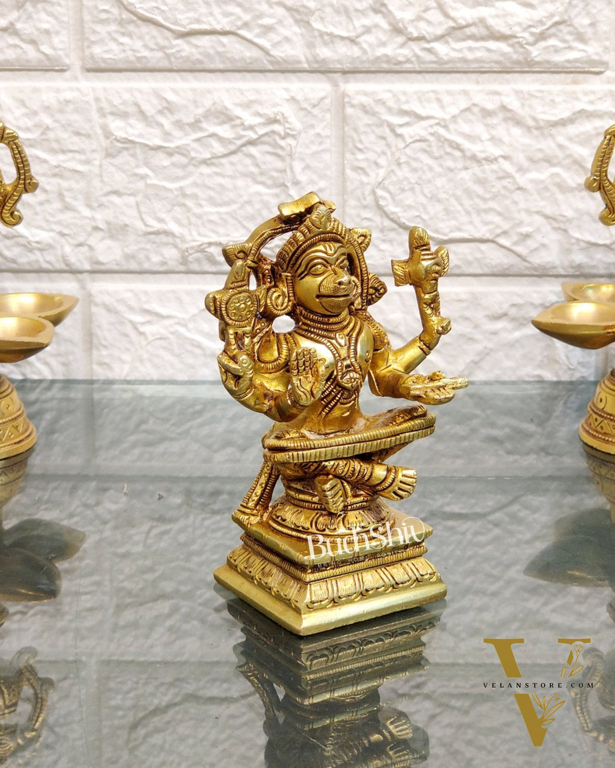 Brass Yogacharya Hanuman 4"