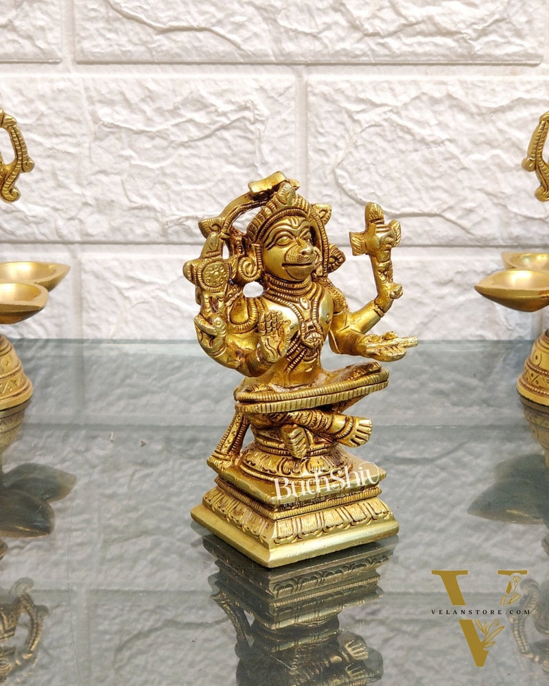 Brass Yogacharya Hanuman 4"