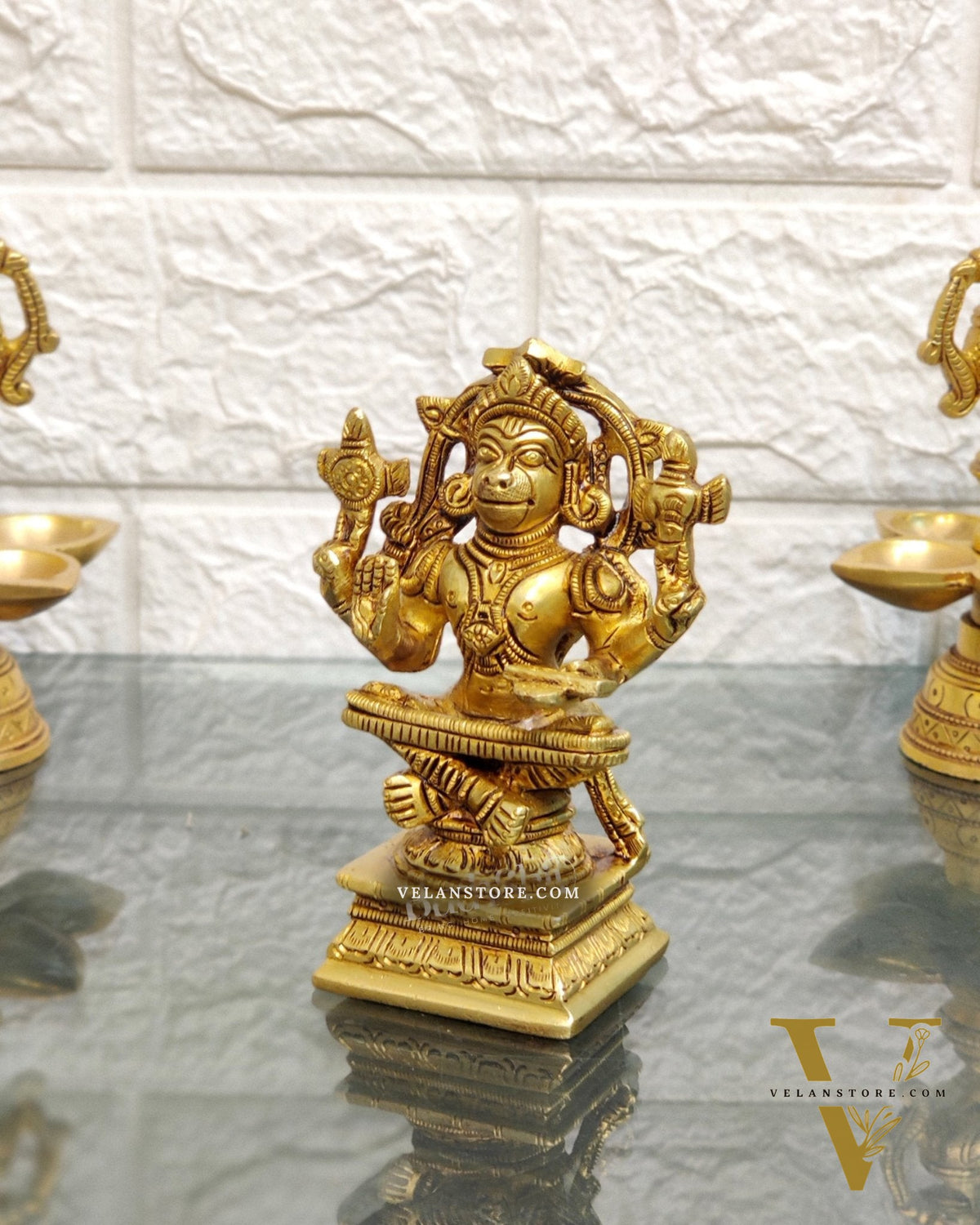Brass Yogacharya Hanuman 4"