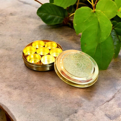 Handmade Pure Brass Chopra for Temple Use – 7 Compartment Kumkum Box