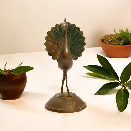 brass vintage peacock statue