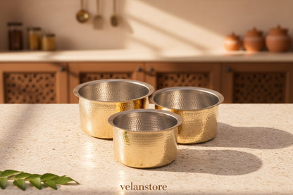 Brass Cooking Pots Set And Cookware With lid (Brass Patila - Brass Bhangola)