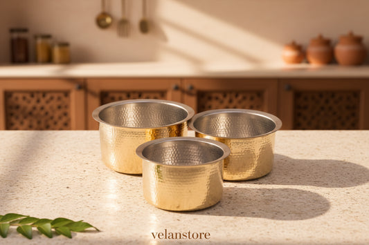 Brass Cooking Pots Set And Cookware With lid (Brass Patila - Brass Bhangola)