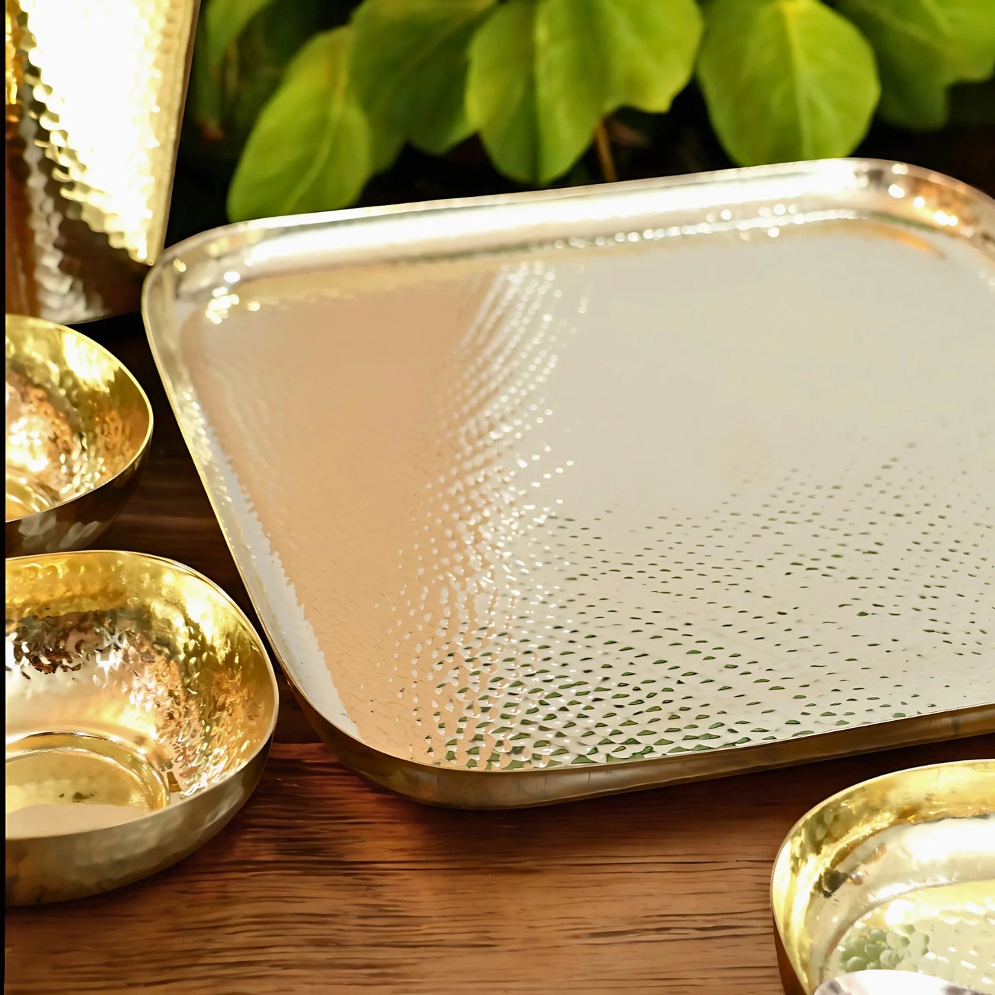 Pure Brass Square Dinner set of 6 Pcs