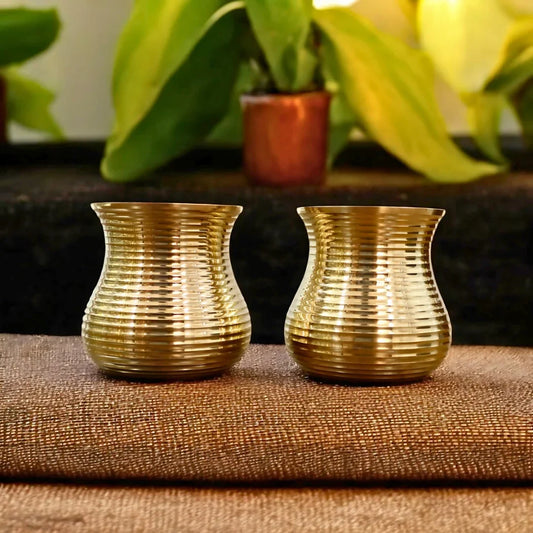 Brass damru Glass Set of 2