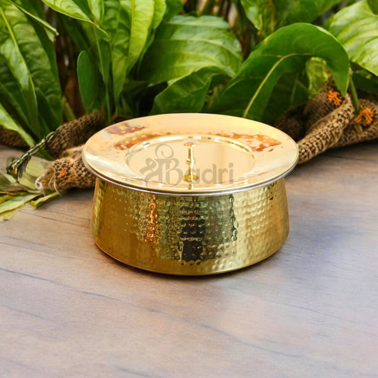Shribadri Pure Brass Handi Set with Lids – Handcrafted Cookware with Tin Coating