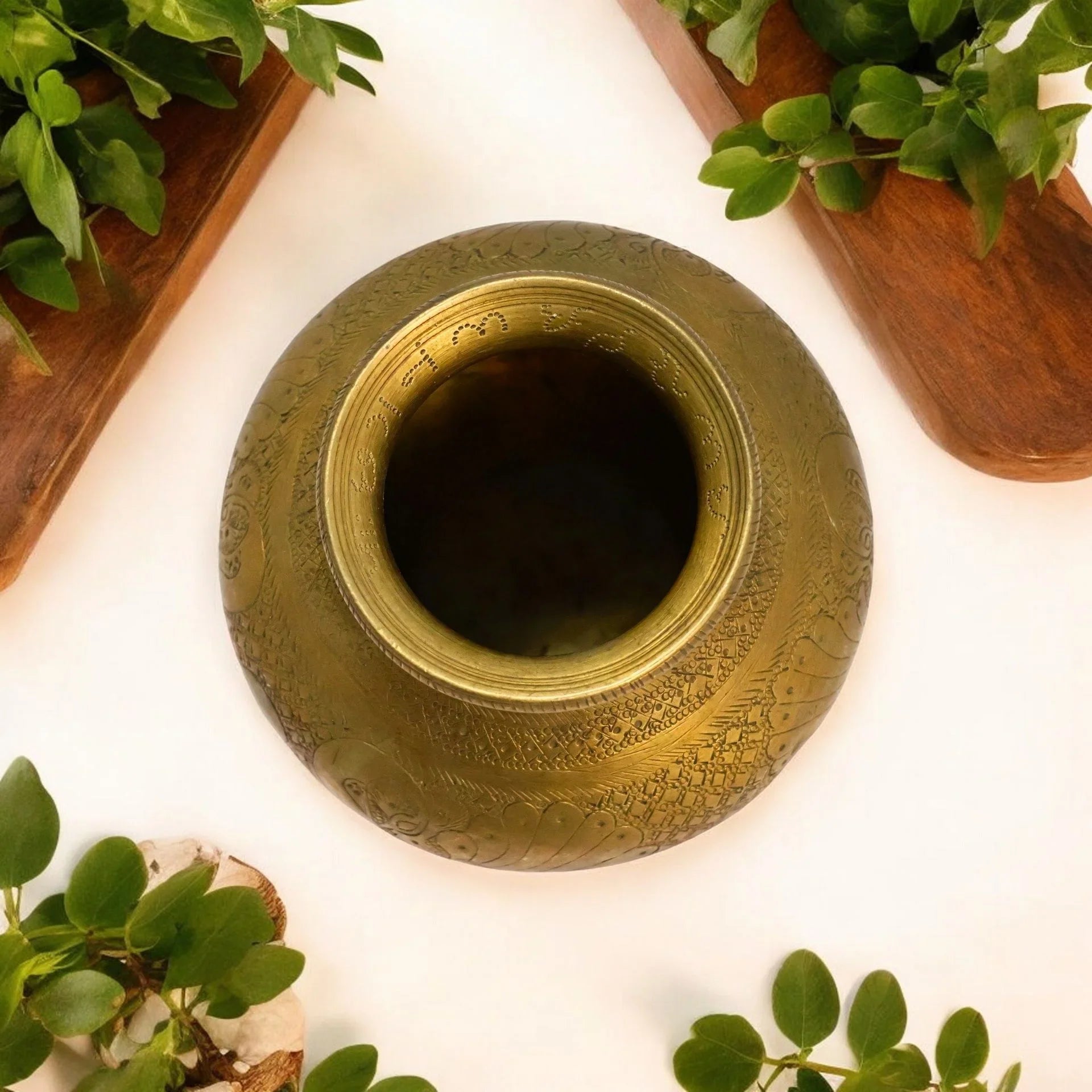 vintage brass old carving lota