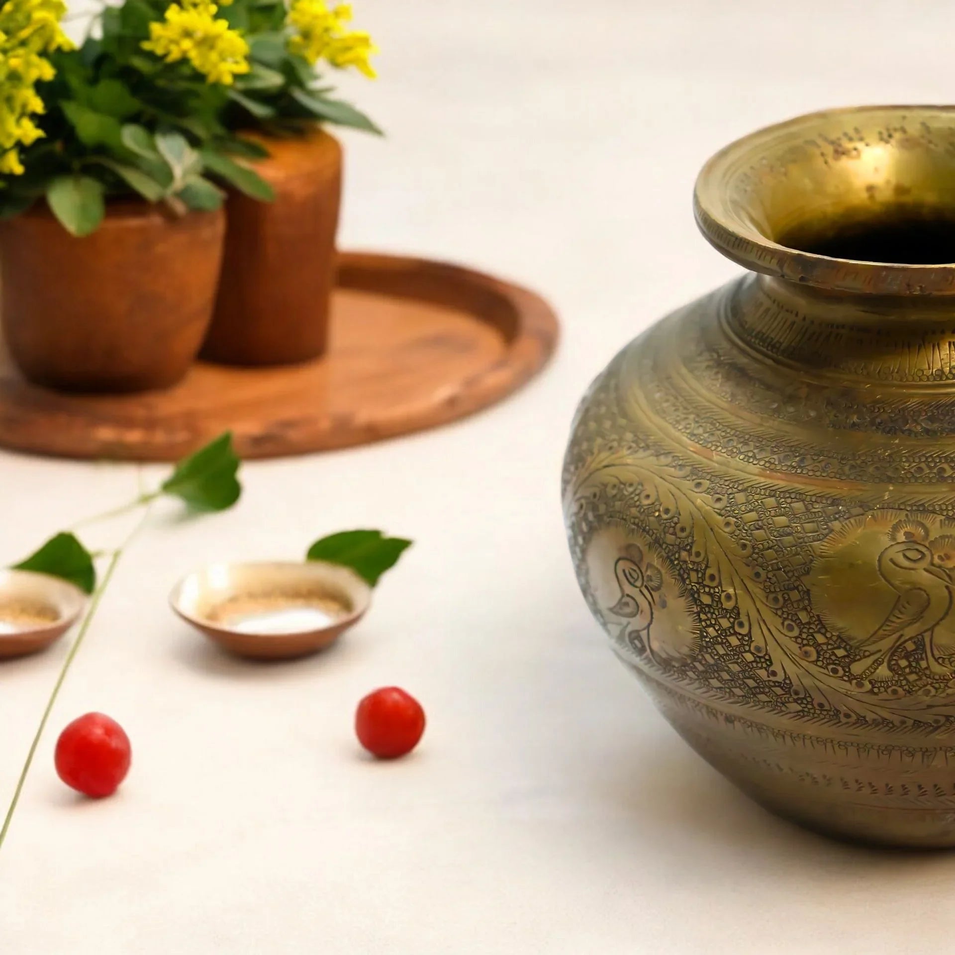 Antique brass old carving lota