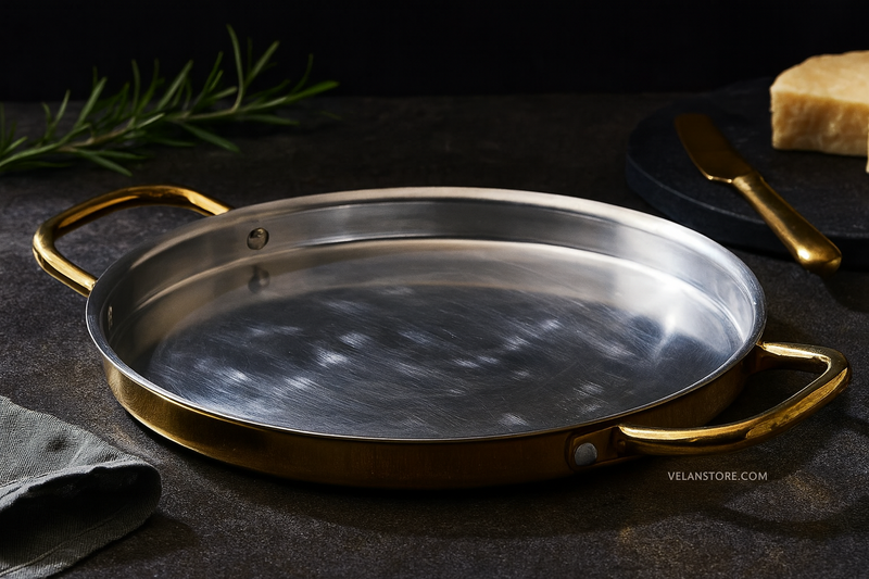 Brass Dosa Tawa with Insulated handles: Naturally Non-Stick Tava & Uses Less Oil-1