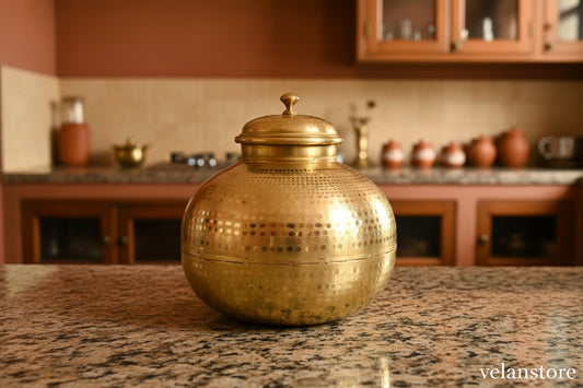 Handcrafted Brass Matka with Lid