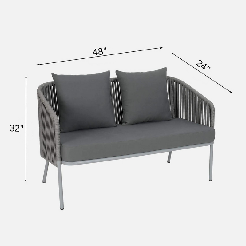 Elsie Outdoor Sofa Set 2 Seater, 2 Single seater and 1 Center Table (Grey) Braided & Rope