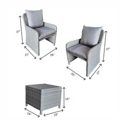 Meino Outdoor Patio Seating Set 2 Chairs and 1 Table Set