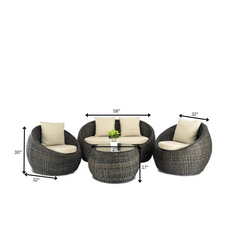 Fonsie Outdoor Sofa Set 2 Seater, 2 Single seater and 1 Center Table (Cappuccino)