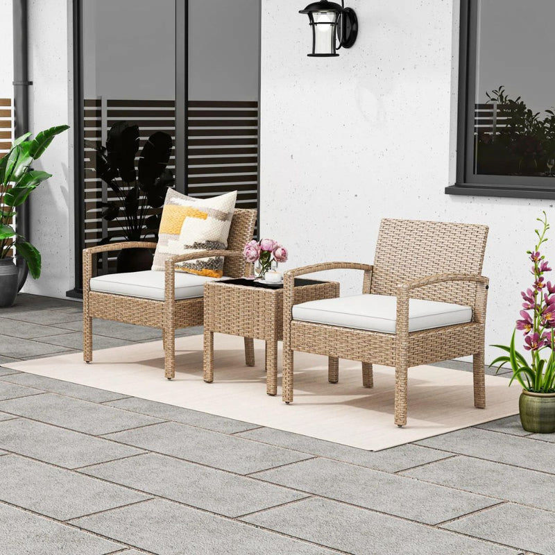 Ignacio Outdoor Patio Seating Set 2 Chairs and 1 Table Set