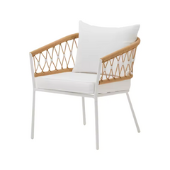 Eusbio Outdoor Patio Seating Set 2 Chairs and 1 Table Set Braided & Rope (Honey/White)