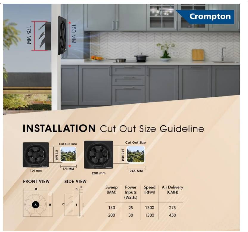 Crompton Brisk Air Neo 200 mm (8 inch) Exhaust Fan for Kitchen, Bathroom and Office, BRISKAIRNEO8WHT-4