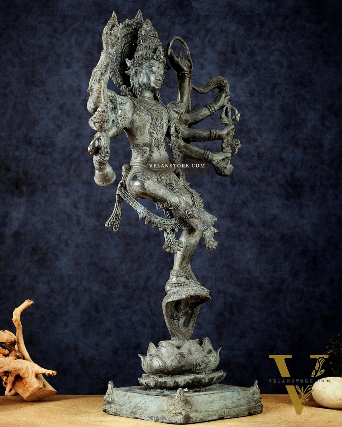 Bronze Dancing Krishna on Kaliya Naag Sculpture – 25" lost wax